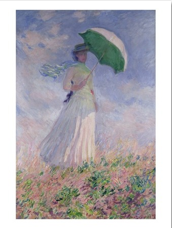 Woman with a Parasol Turned to the Right - Claude Monet Paintings